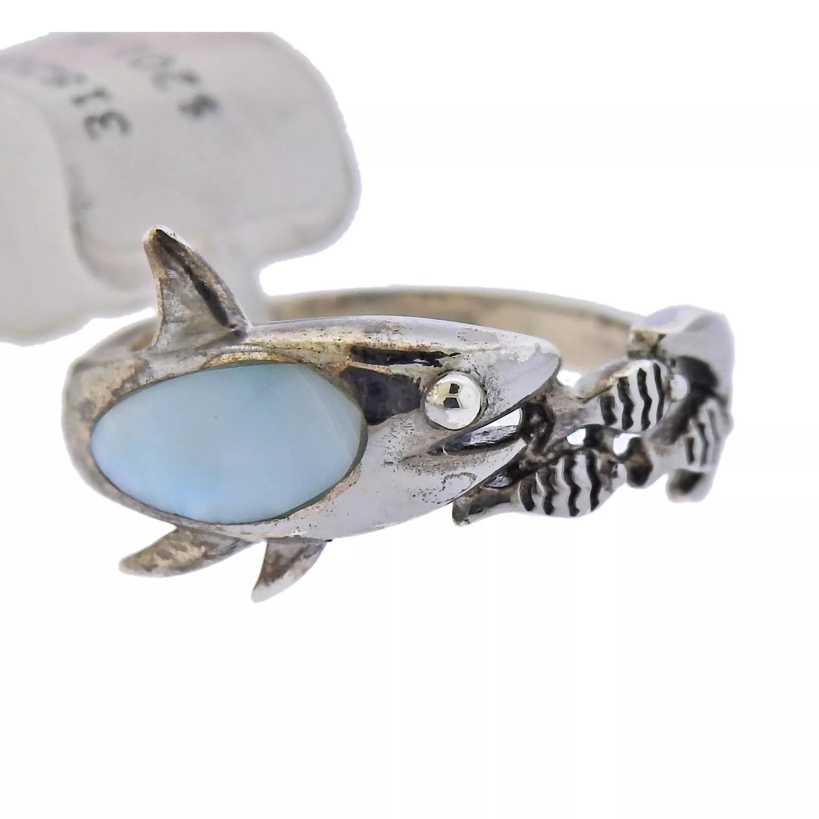 Marahlago Shark Sterling Silver Larimar Gemstone Ring Retail $180  #40