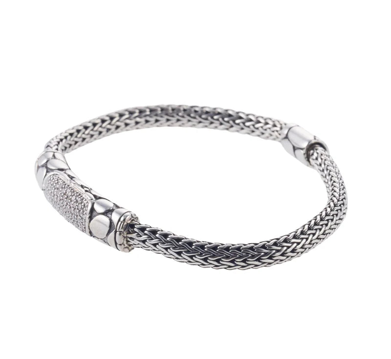 John Hardy Kali Sterling Silver Diamond Bracelet OG-2610