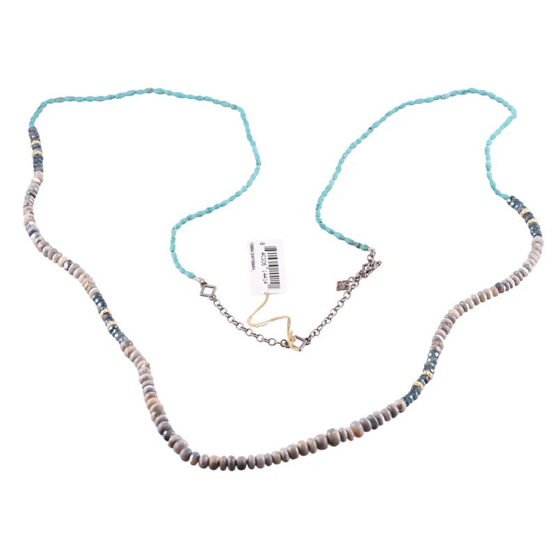 Armenta Old World Gold Sterling Silver Turquoise Boulder Opal Bead Necklace