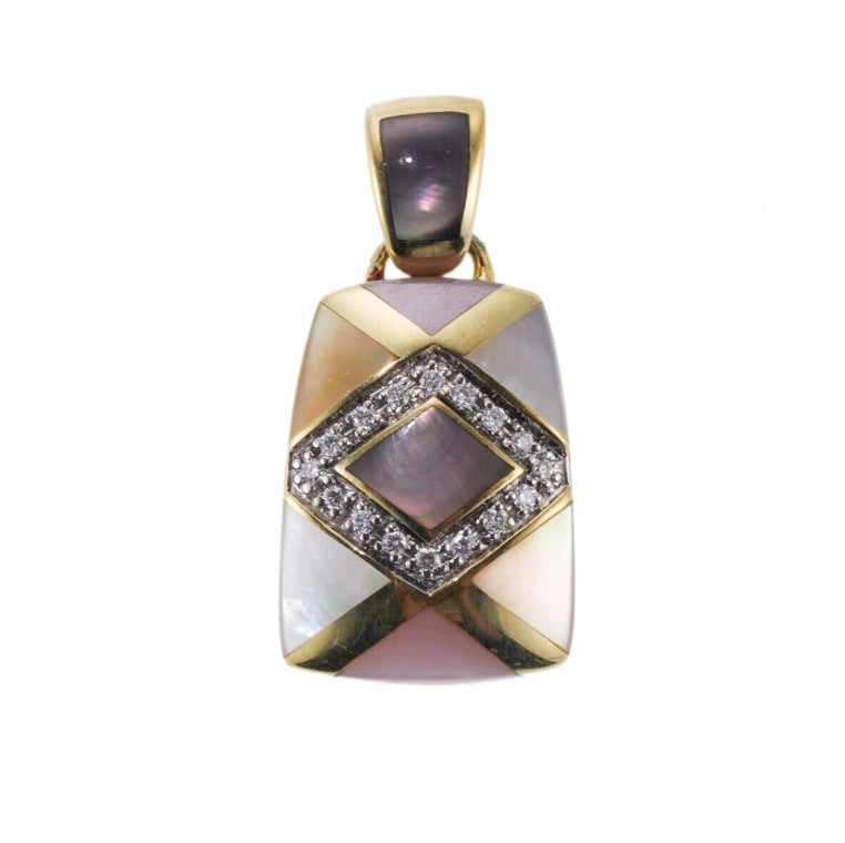 Asch Grossbardt MOP Inlay Diamond Gold Pendant