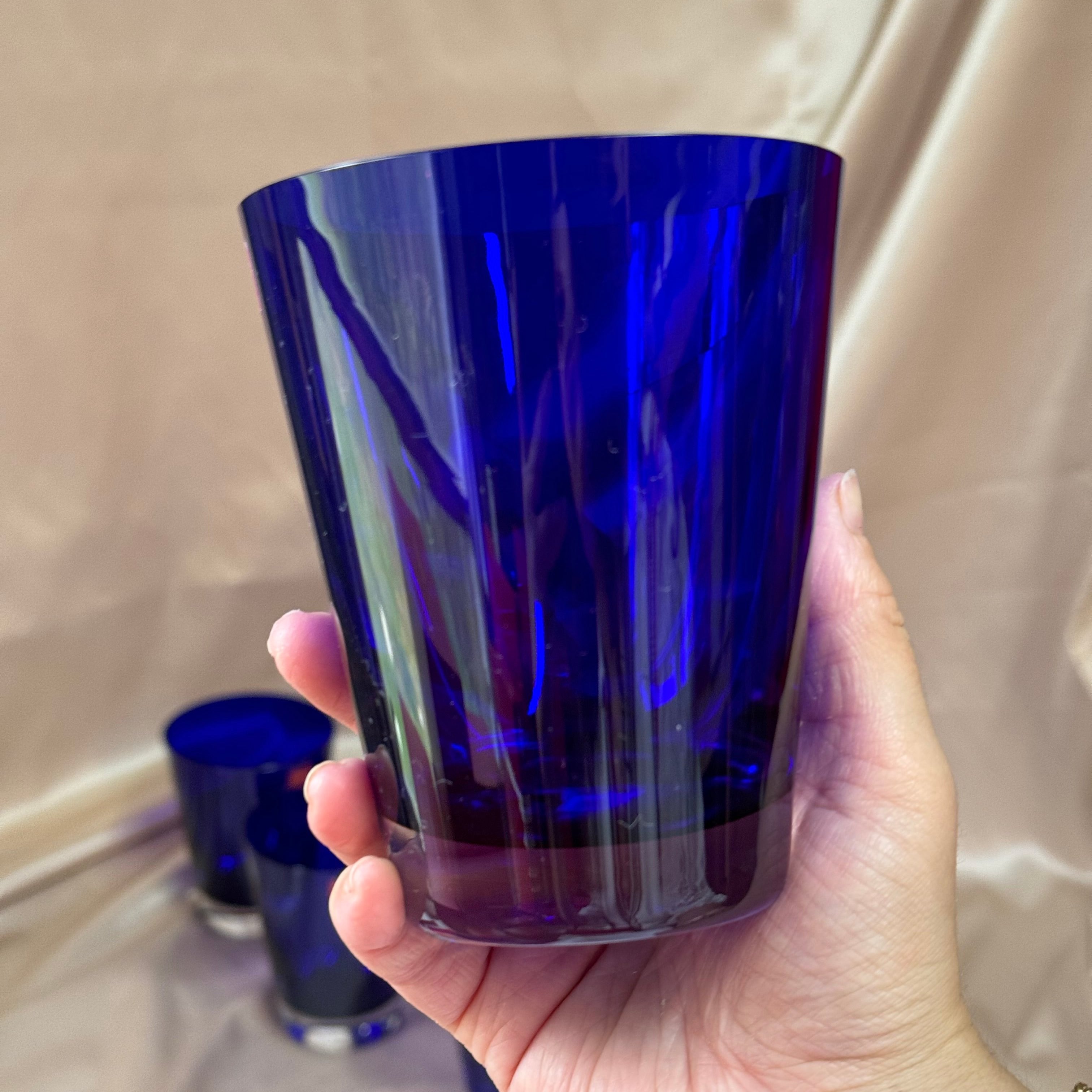 Baccarat Crystal Mosaique Dark Blue Tumbler Set of 2 #2101628