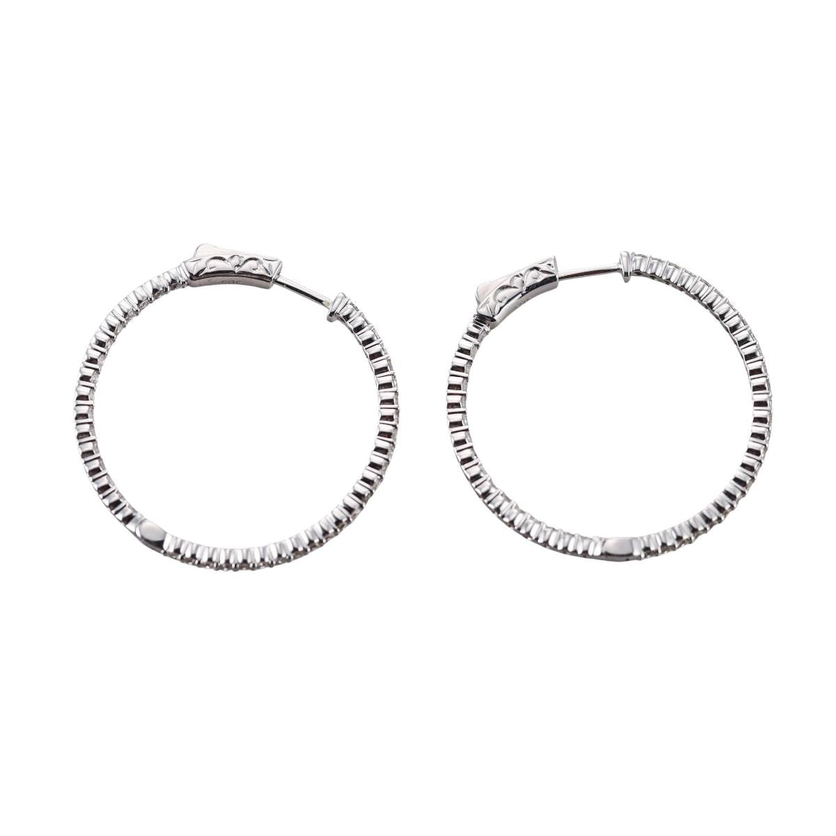 14k Gold Inside Out Diamond Hoop Earrings