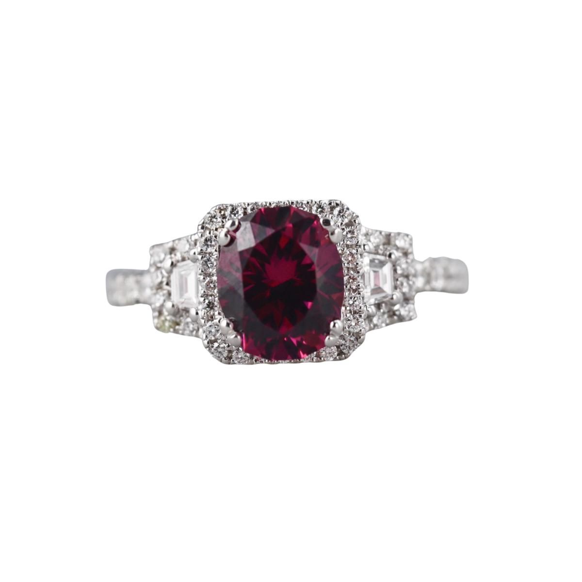 4.50ct Garnet Diamond 14k Gold Engagement Ring