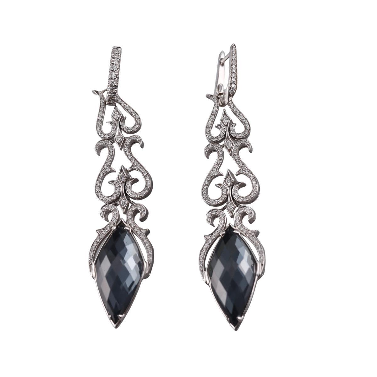 Stephen Webster Crystal Haze Gold Diamond Hematite Crystal Drop Earrings