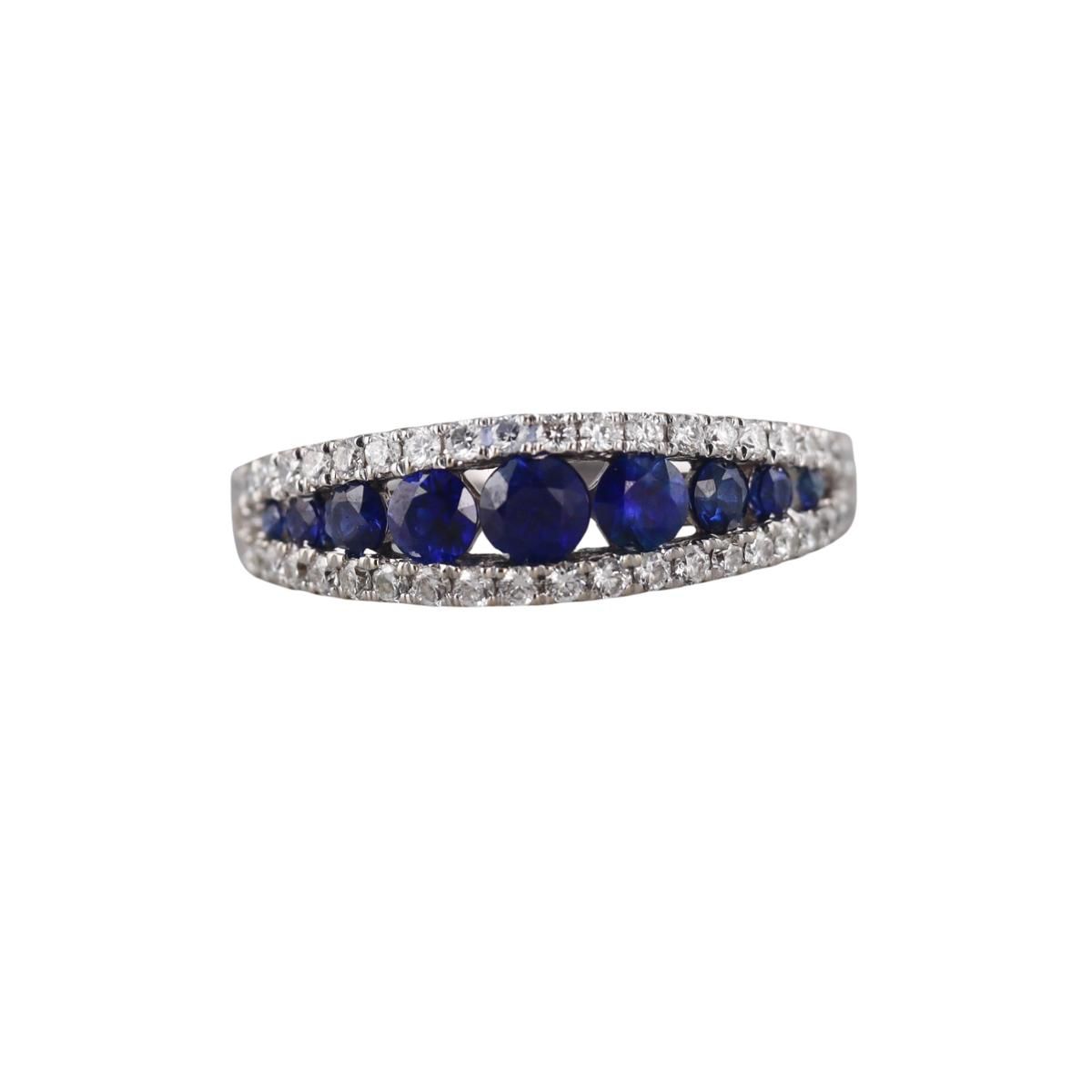 18k Gold Sapphire Diamond Ring