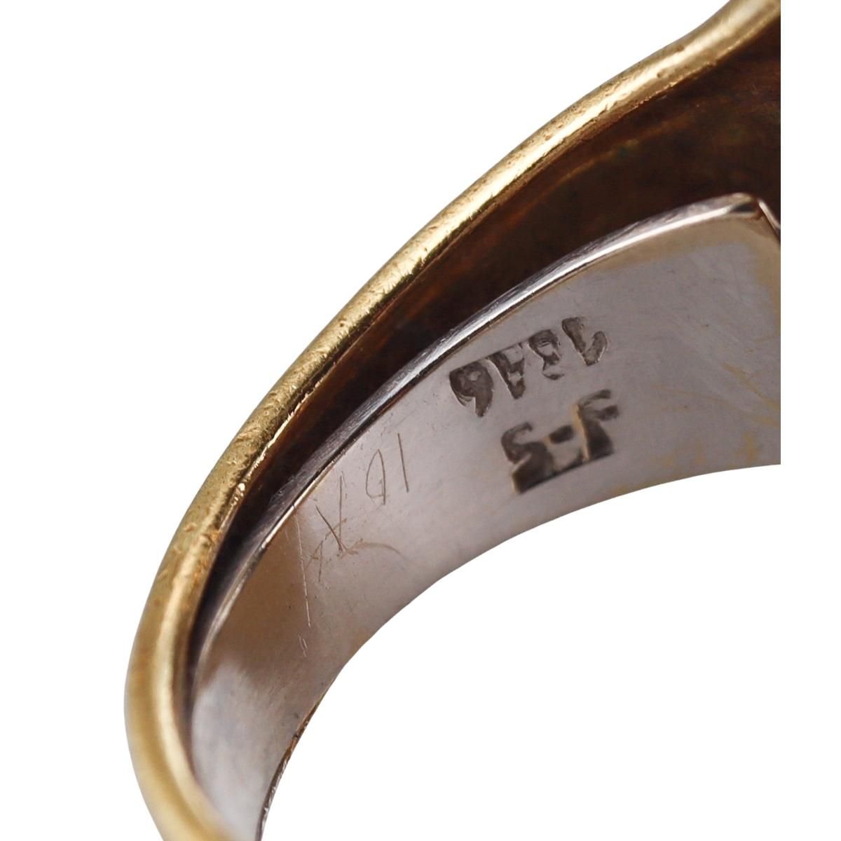 1980s 18k Gold Diamond Onyx Ring