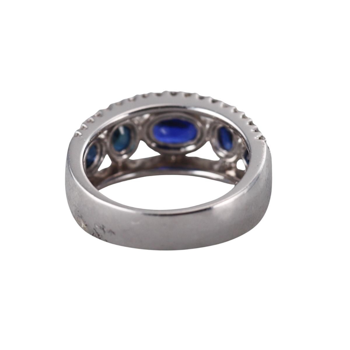 14k Gold Diamond Sapphire Half Band Ring