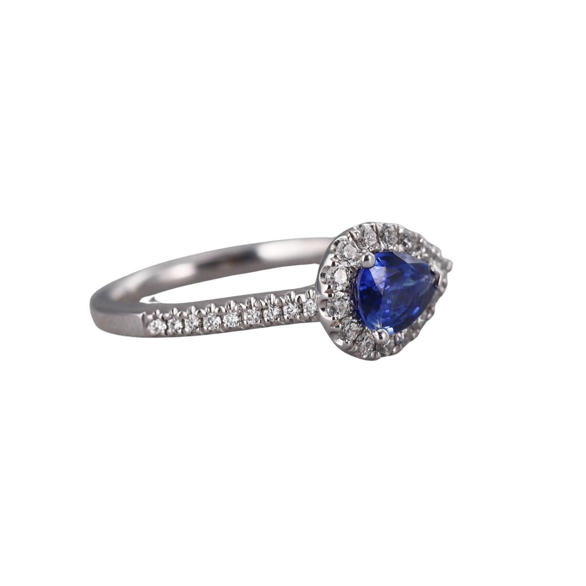 Platinum Diamond Pear Shape Sapphire Ring