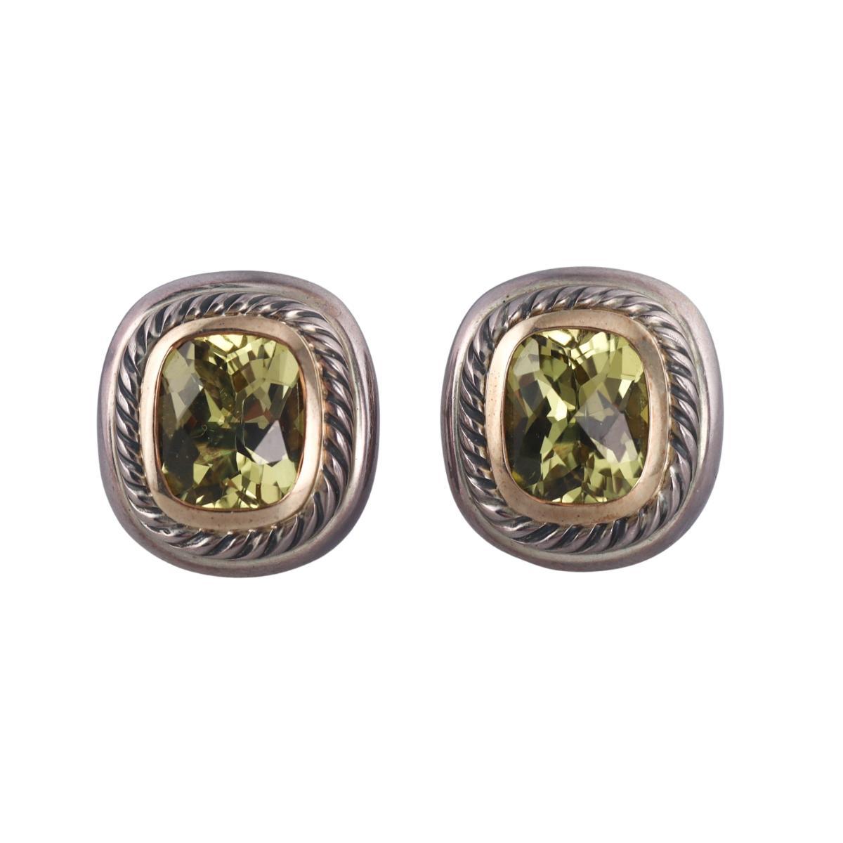 David Yurman Albion Gold Silver Peridot Earrings