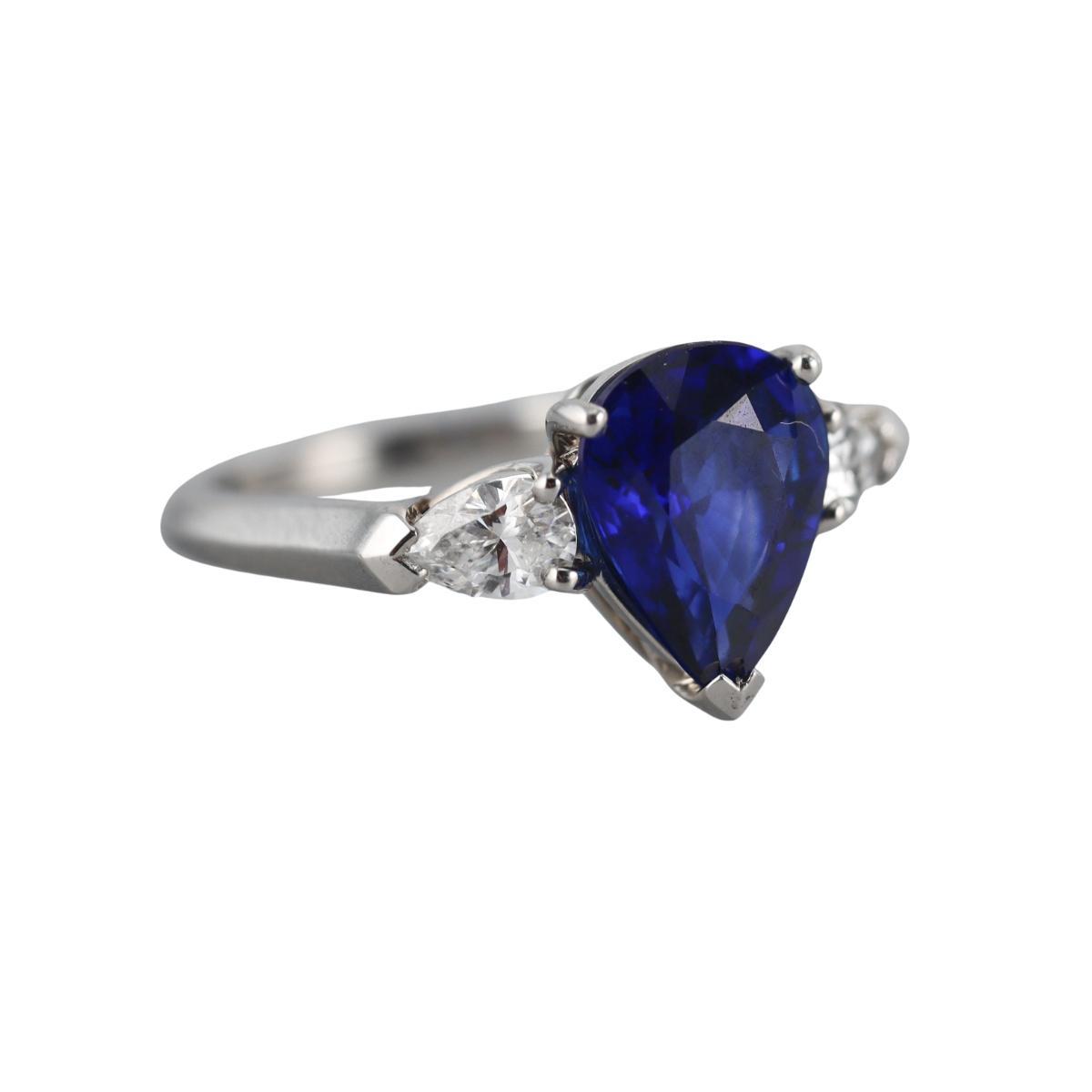 AGL Certified 2.87CT Sapphire Platinum Diamond Ring