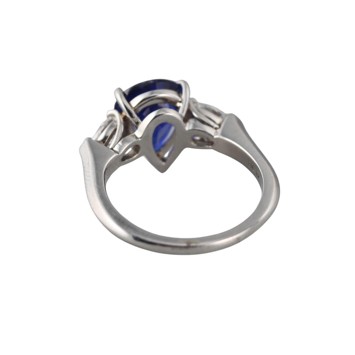 AGL Certified 2.87CT Sapphire Platinum Diamond Ring