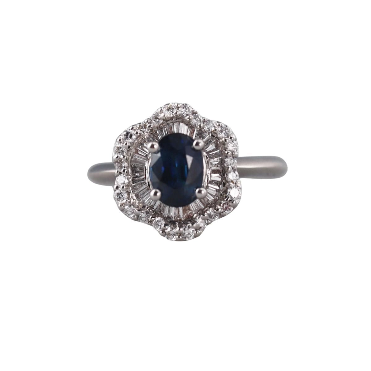 Hakman 18k Gold Diamond Sapphire Cluster Ring