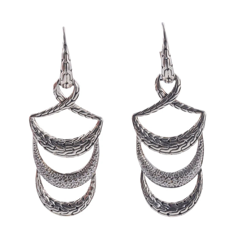 John Hardy Arch Sterling Silver Diamond Chandelier Earrings Retail $1795