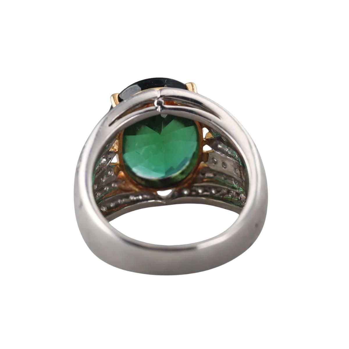 9.03ct Green Tourmaline Diamond Platinum Gold Cocktail Ring