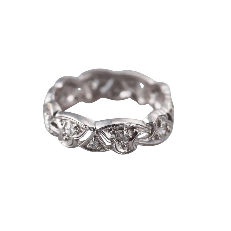 Mid Century Platinum Diamond Wedding Band Ring