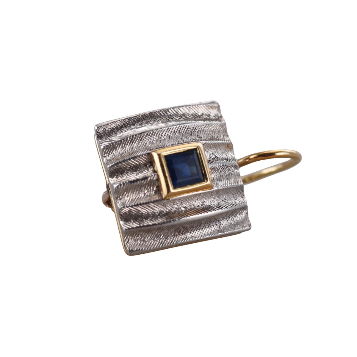 Michael Bondanza Platinum Gold Sapphire Earrings