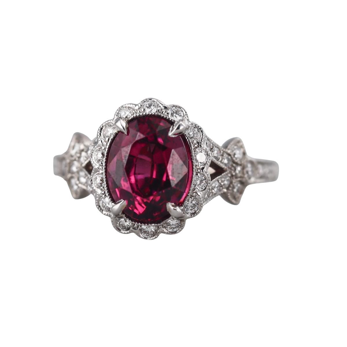 14k Gold Diamond Rhodolite Ring