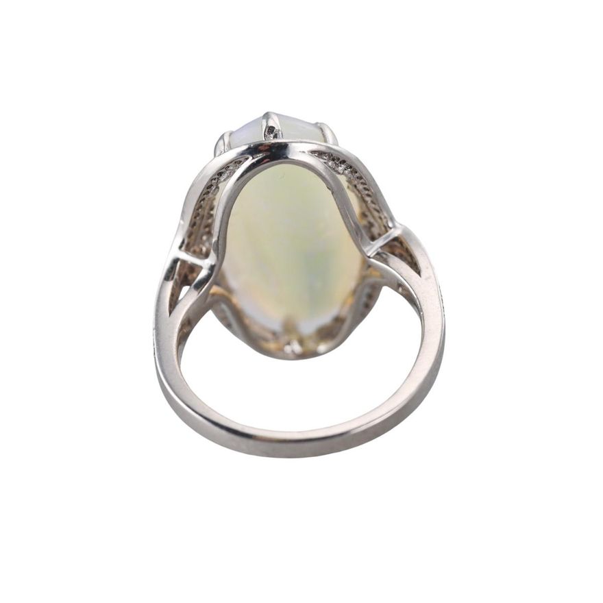 Platinum 10ct Opal Diamond Ring