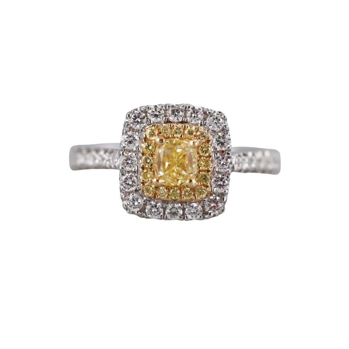 18k Gold Fancy Diamond Engagement Ring