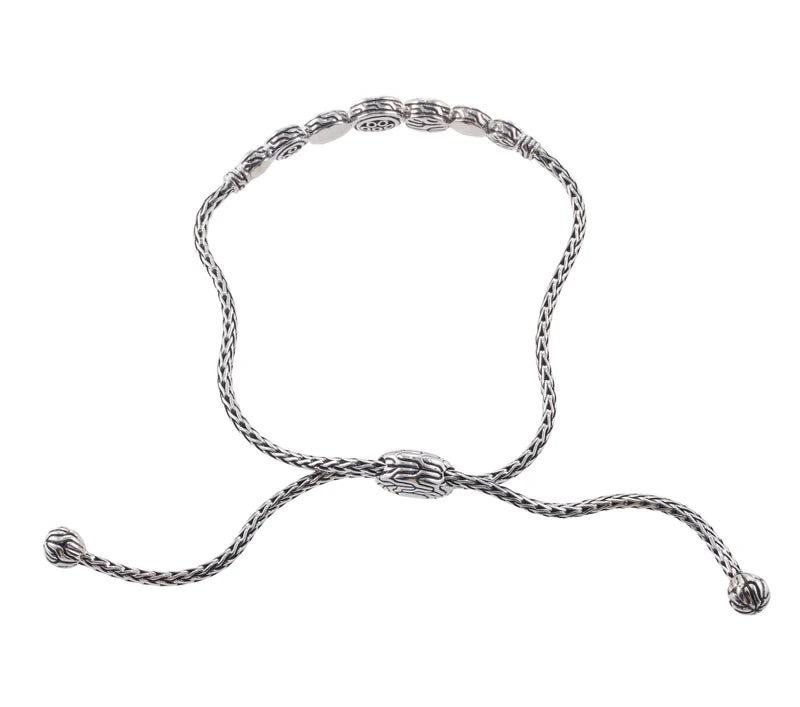 John Hardy Dot Sterling Silver Diamond Pull Through Bracelet OG-2607