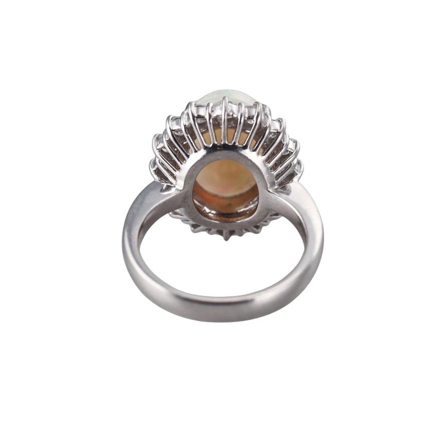 Vintage Platinum Opal Diamond Cocktail Ring