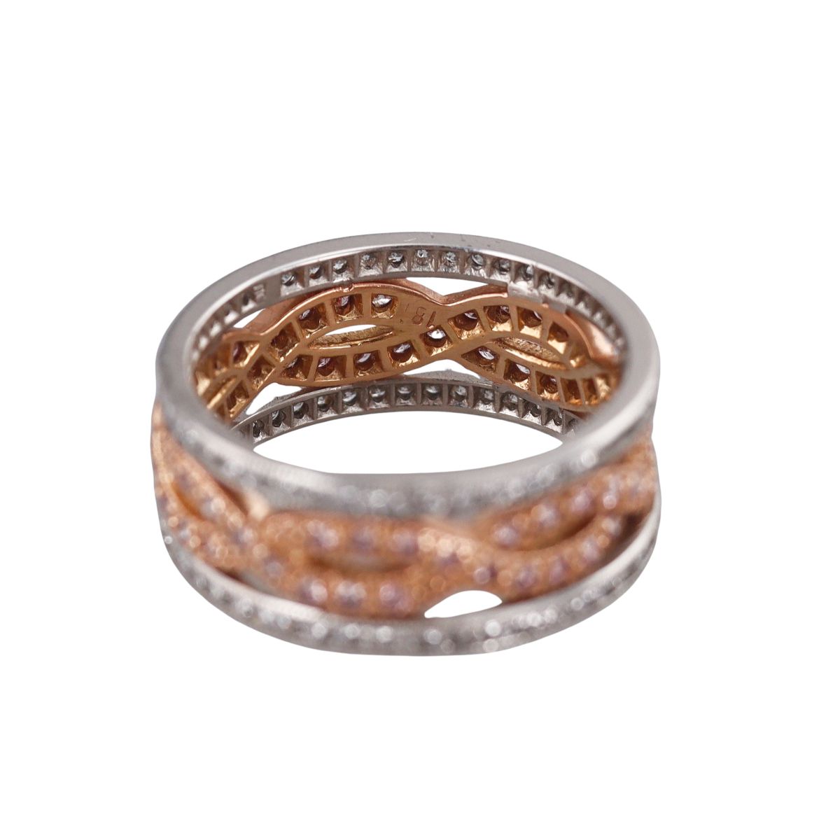 18k Gold Diamond Pink Sapphire Band Ring