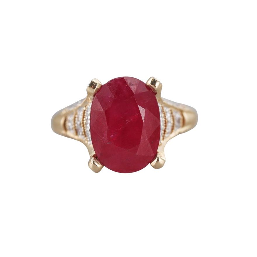 14k Gold 3ct Ruby Diamond Ring