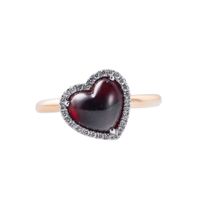 Mimi Milano Juliet Heart Garnet Diamond Gold Ring