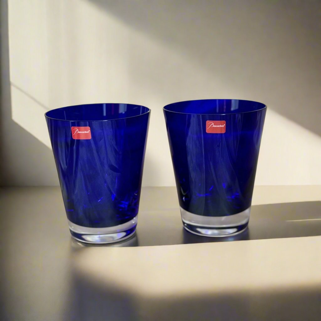 Baccarat Crystal Mosaique Dark Blue Tumbler Set of 2 #2101628