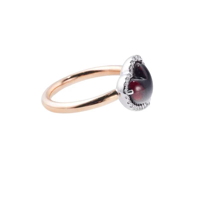 Mimi Milano Juliet Heart Garnet Diamond Gold Ring