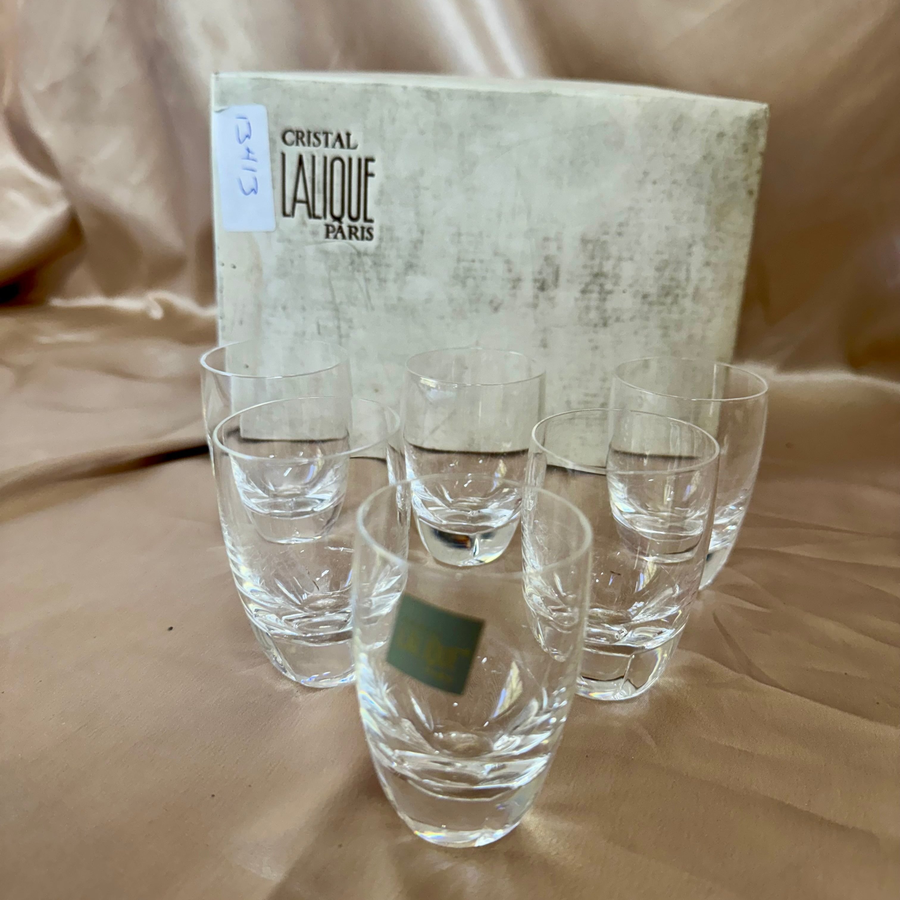 Lalique Highlands Crystal Flat Liquor Tumbler Set of 6 #13413