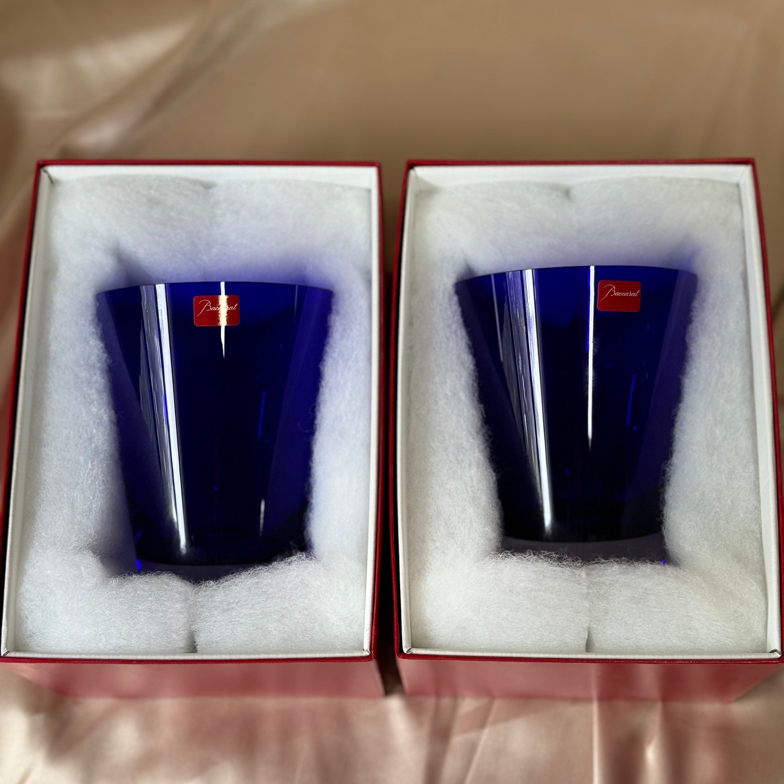 Baccarat Crystal Mosaique Dark Blue Tumbler Set of 2 #2101628