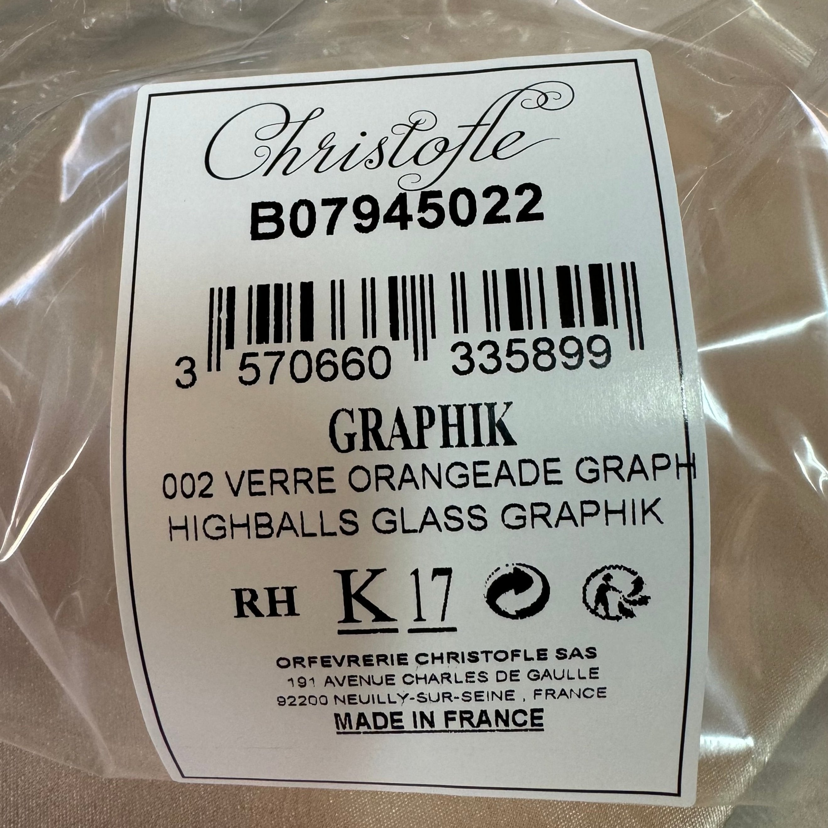 Christofle Graphik Highballs Glasses Set of 2 B07945022