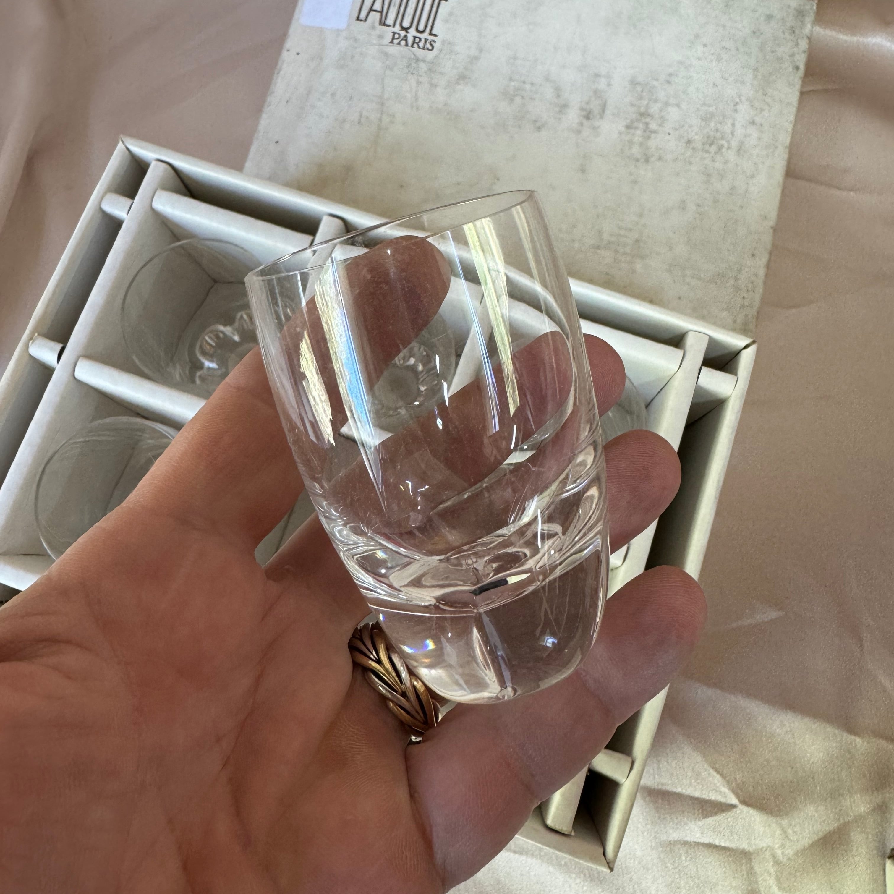 Lalique Highlands Crystal Flat Liquor Tumbler Set of 6 #13413