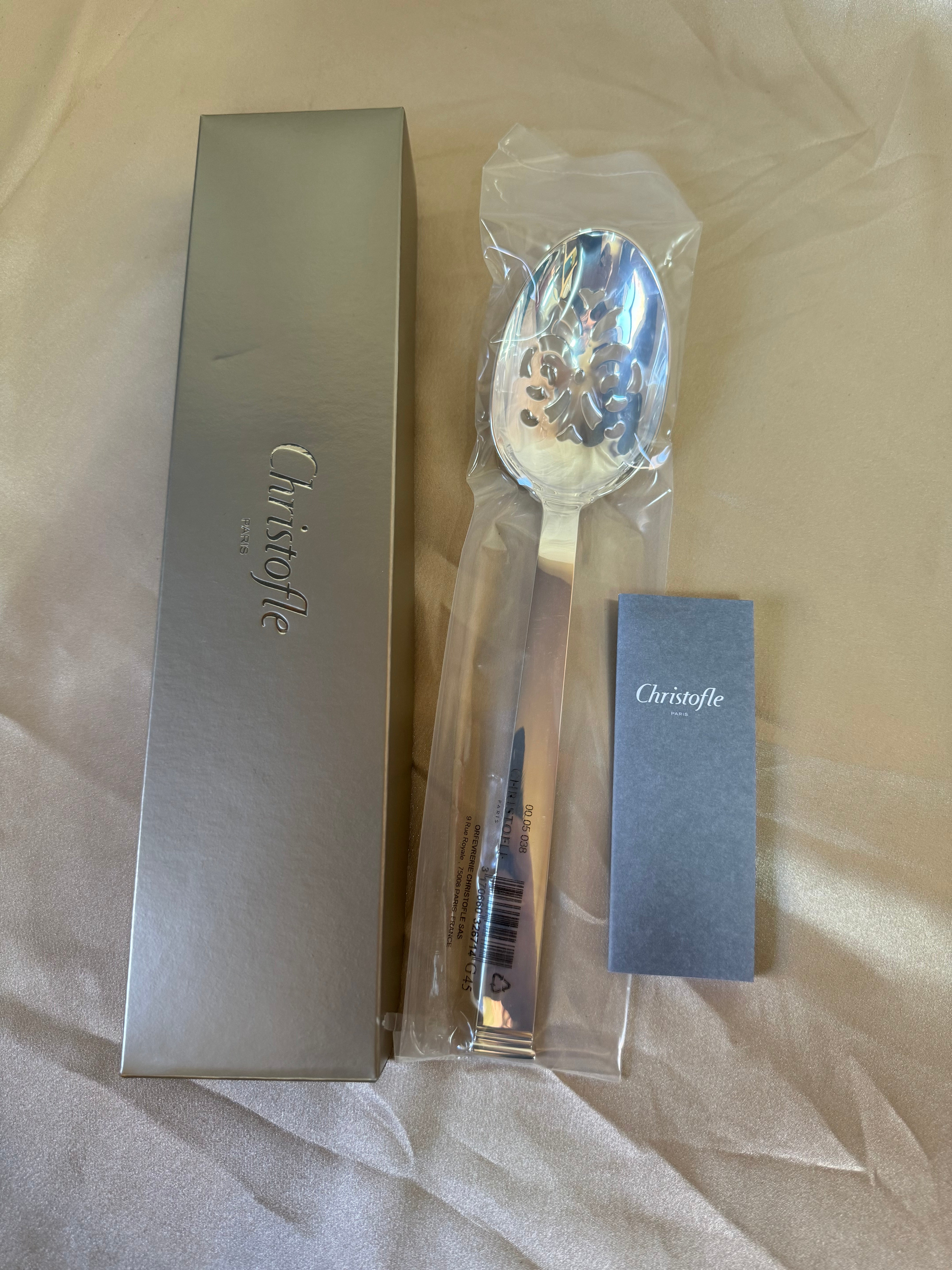 NOS Large Christofle Commodore Pierced Serving Spoon B00005038