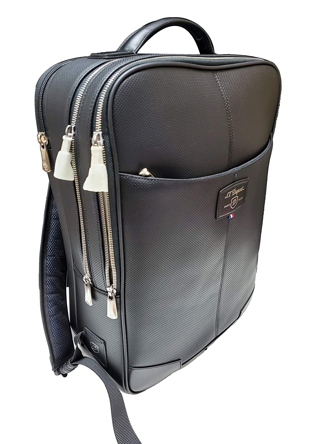 S.T. Dupont Black Perforated Leather Laptop Backpack