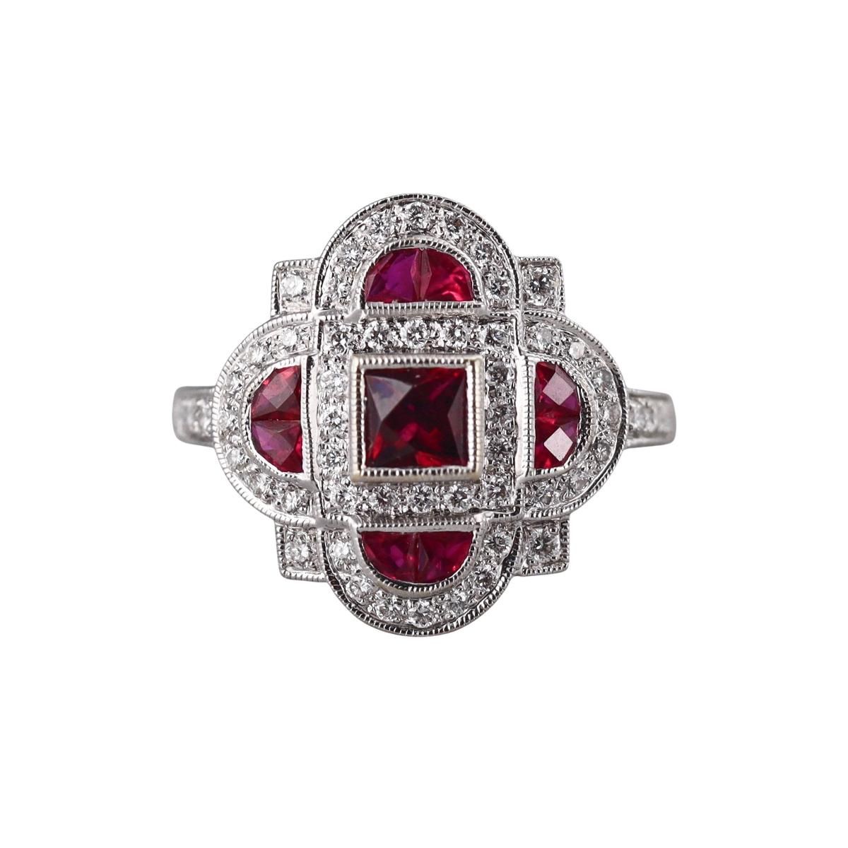 18k Gold Diamond Ruby Ring