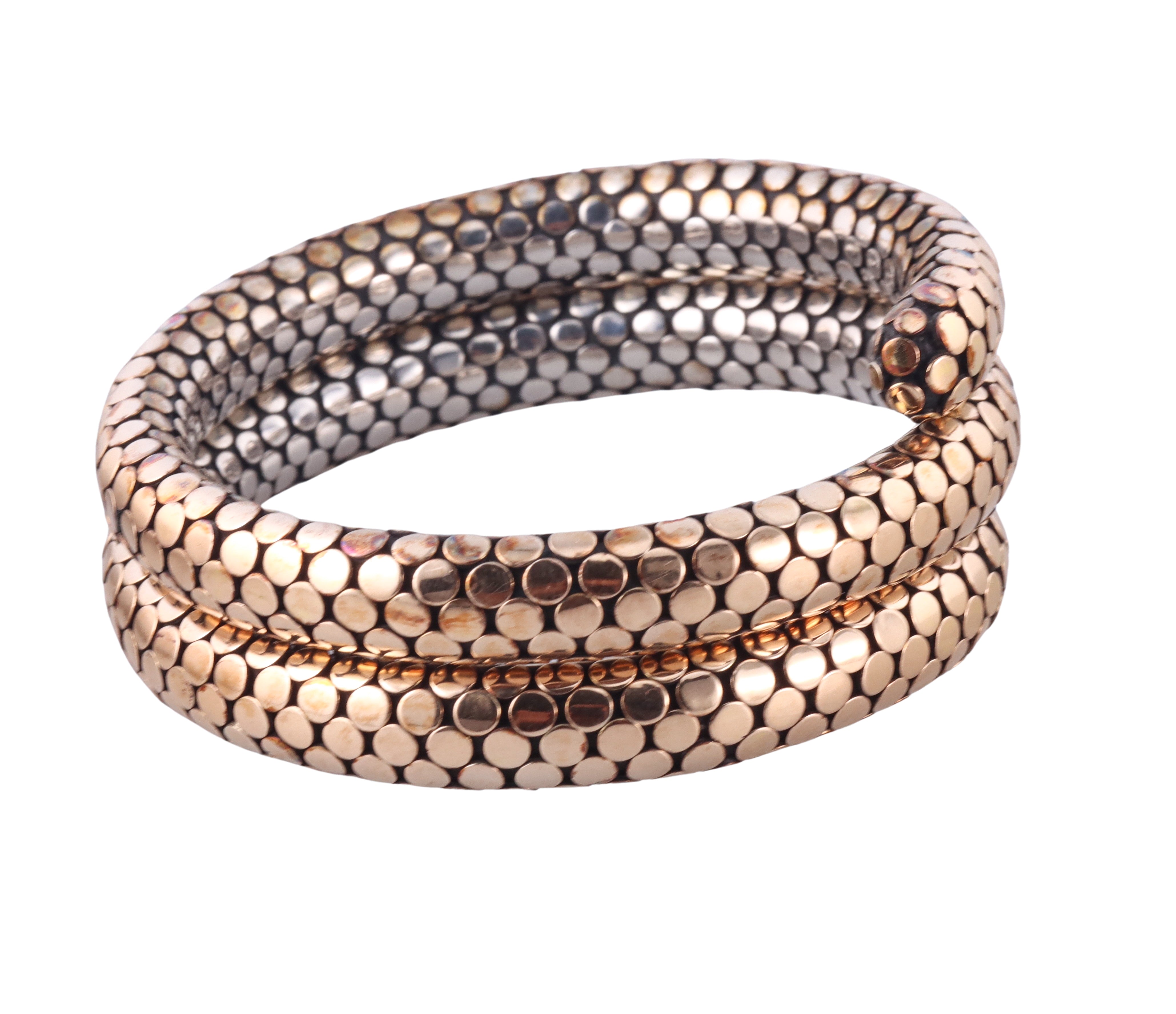 John Hardy Dots Silver Bonded Gold Coil Wrap Bracelet