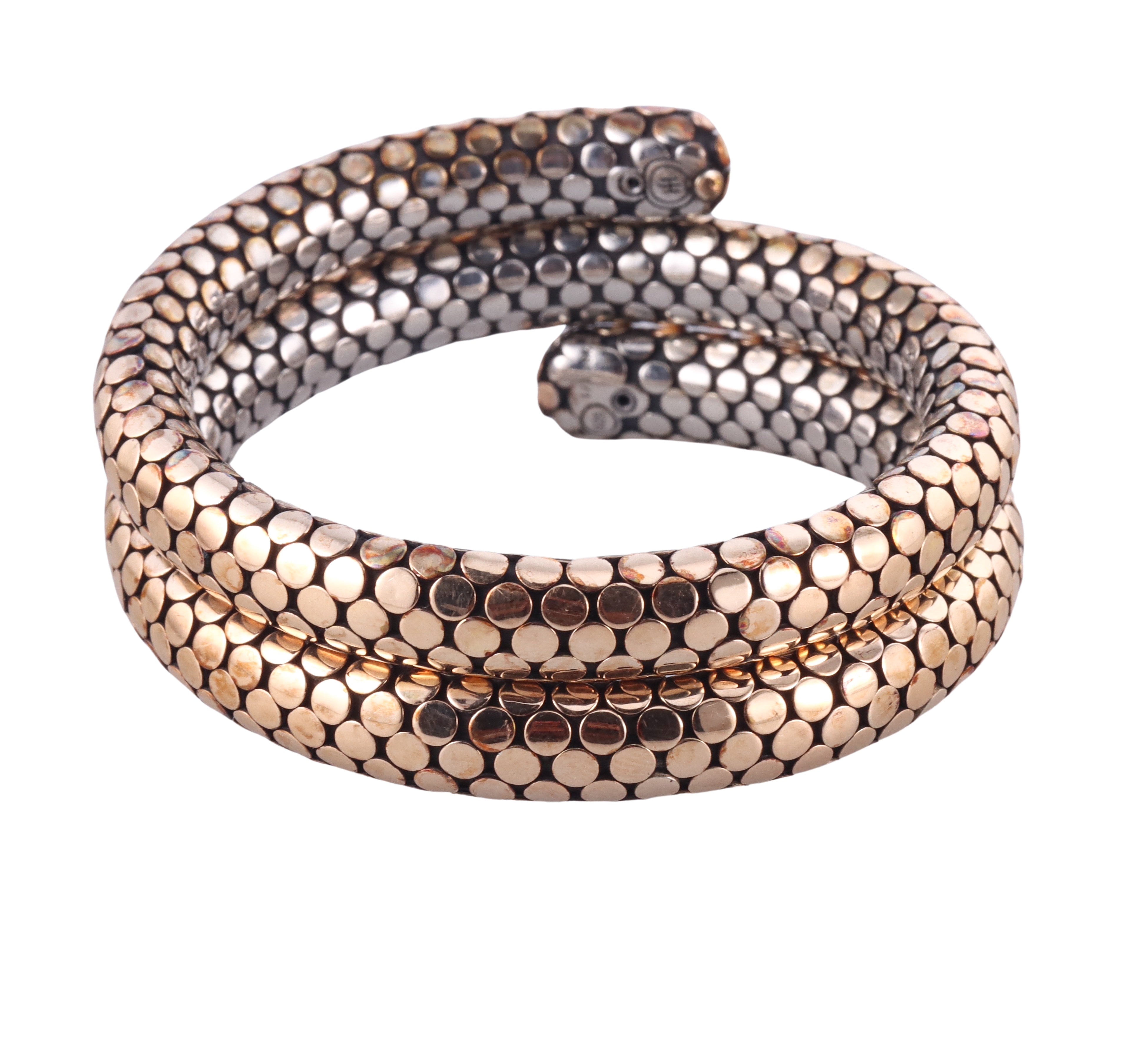 John Hardy Dots Silver Bonded Gold Coil Wrap Bracelet