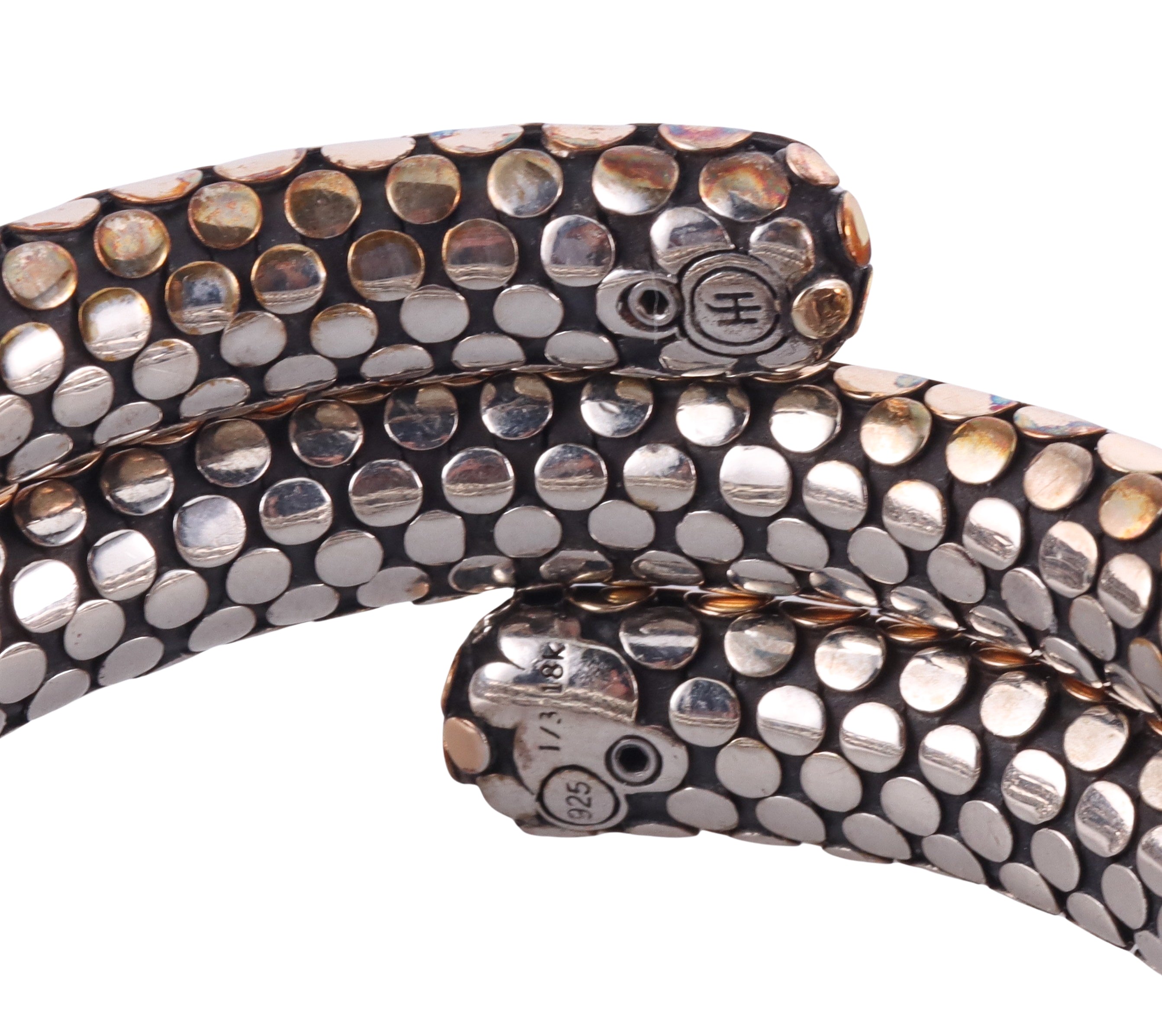 John Hardy Dots Silver Bonded Gold Coil Wrap Bracelet