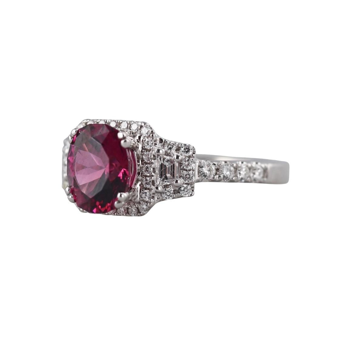 4.50ct Garnet Diamond 14k Gold Engagement Ring