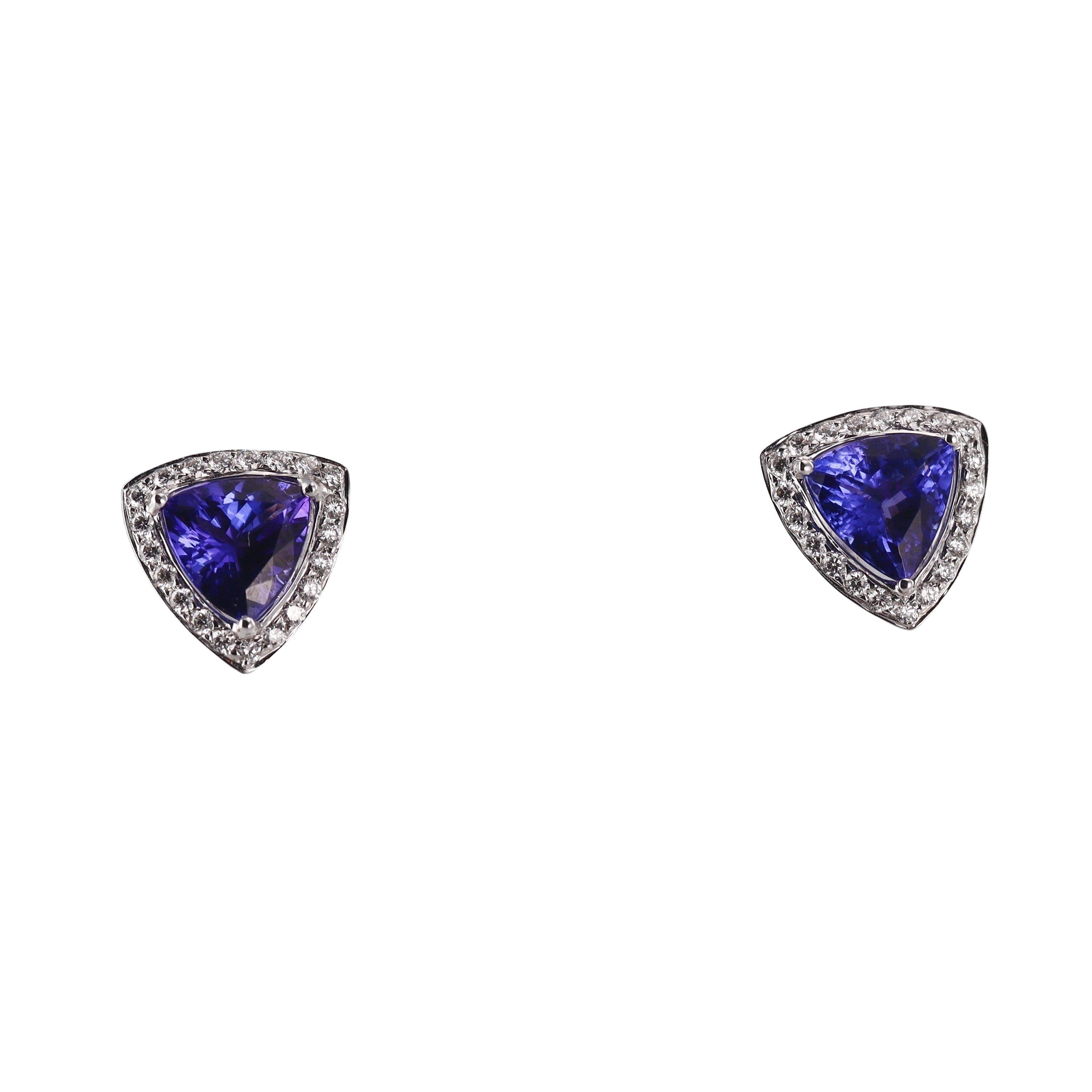 4.64ctw Tanzanite Diamond Gold Stud Earrings