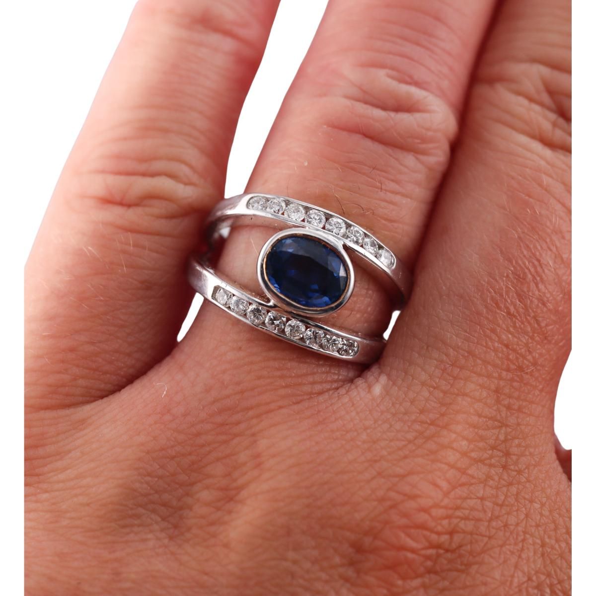 1.74ct Sapphire Diamond Gold Ring
