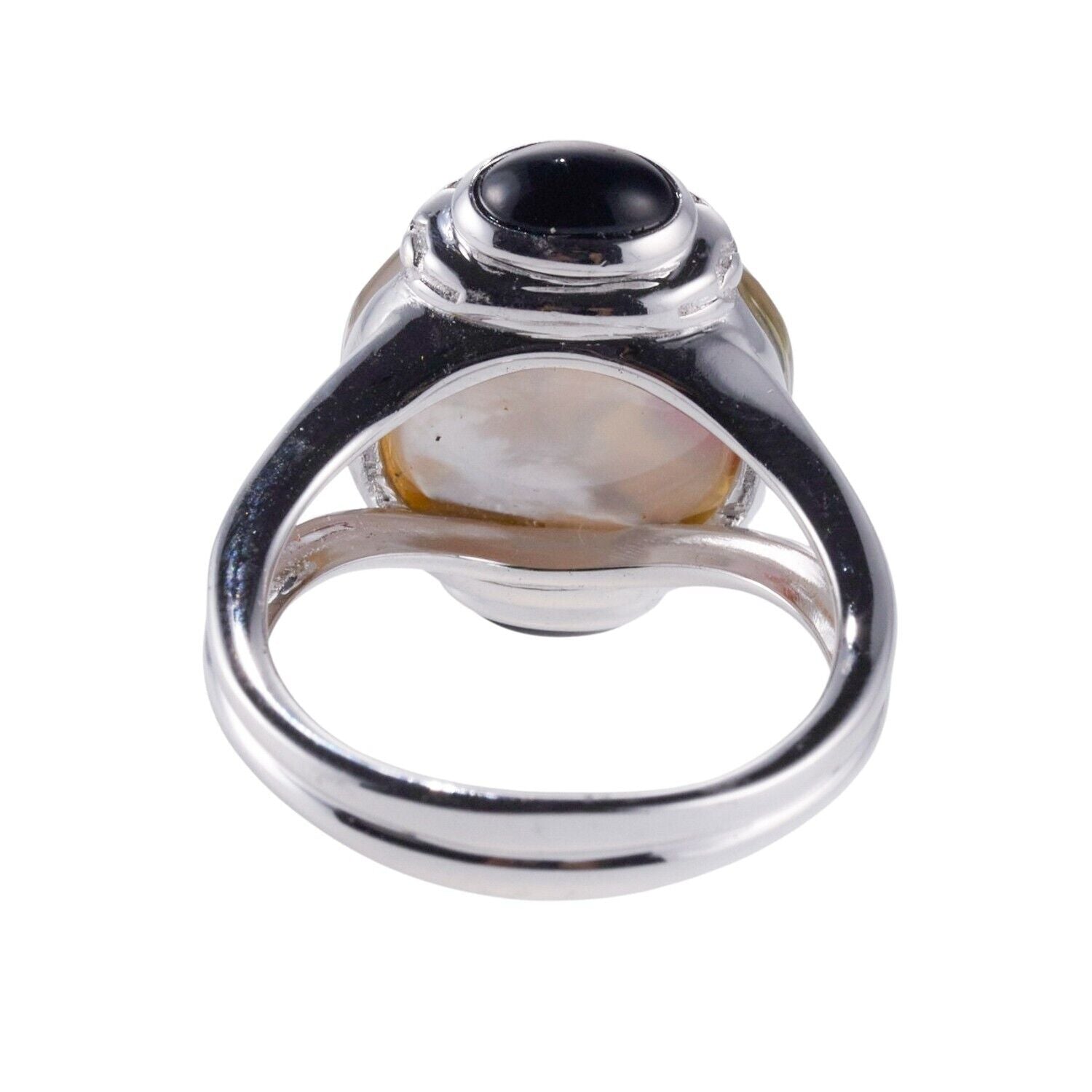 Asch Grossbardt Mop Coral Crystal Onyx Gold Ring