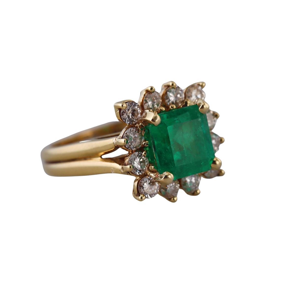 2.14ct Emerald Diamond Gold Ring 523