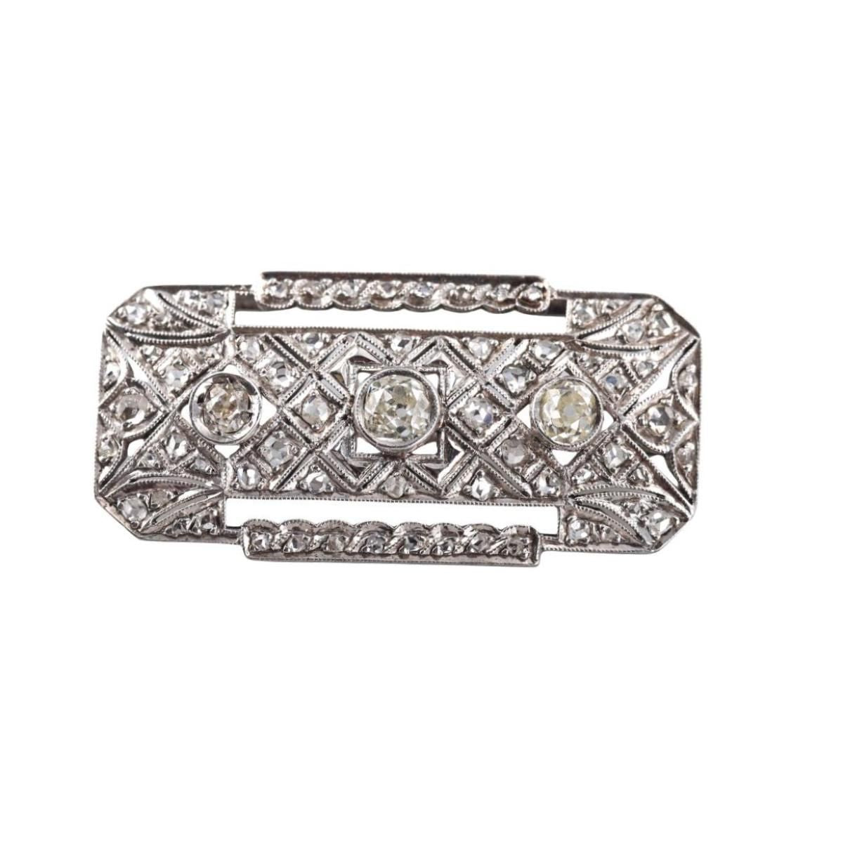 Art Deco Platinum Diamond Brooch Pin