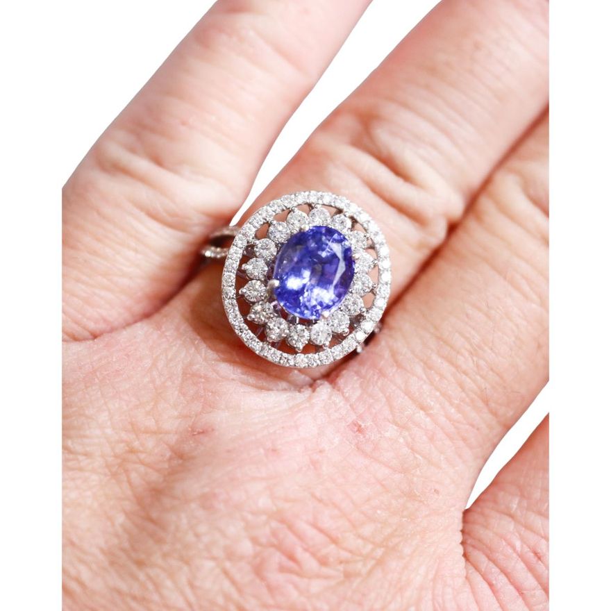 18k Gold Tanzanite Diamond Cocktail Ring