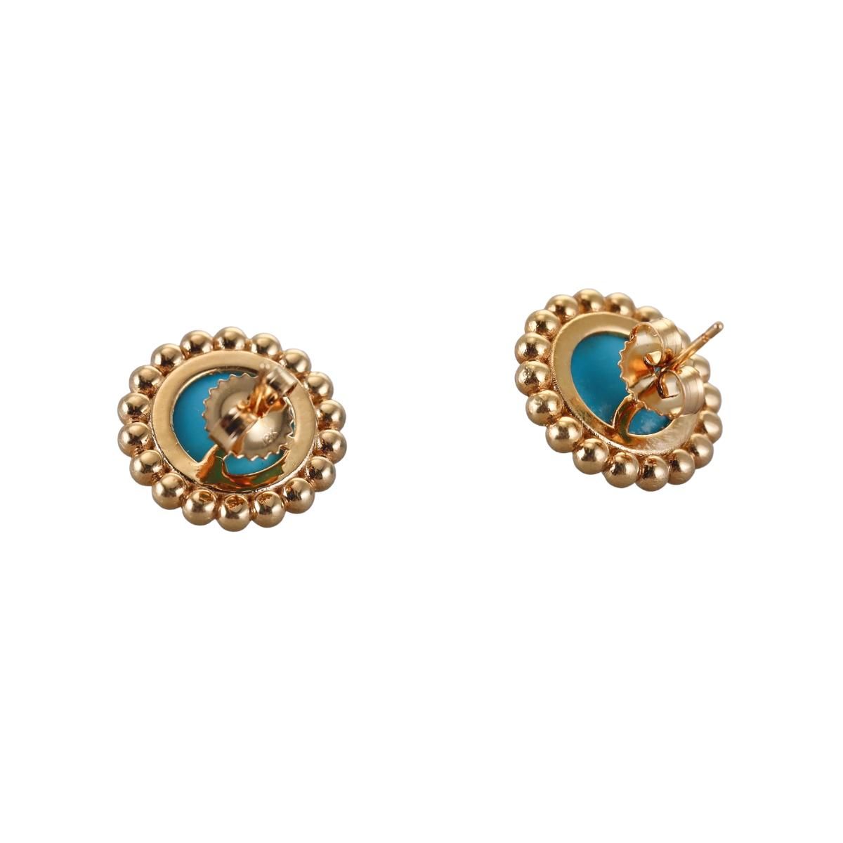18k Gold Turquoise Stud Earrings