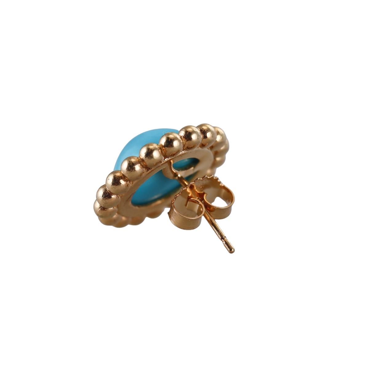18k Gold Turquoise Stud Earrings
