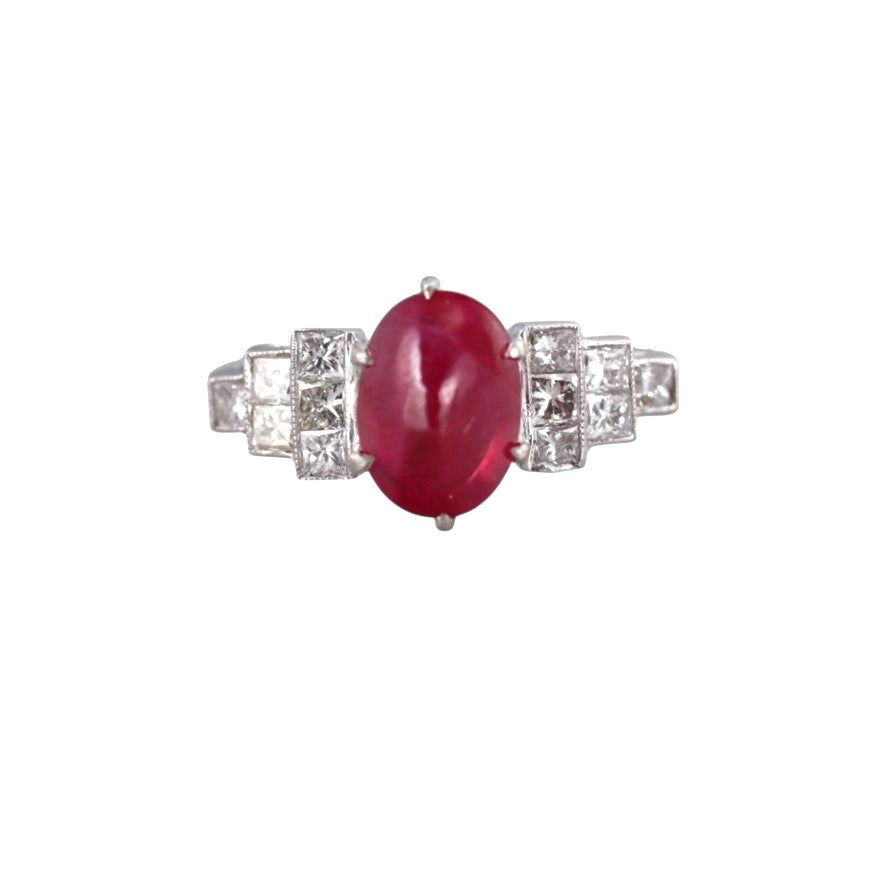 Vintage 18k Gold 2.20ct Ruby Diamond Ring